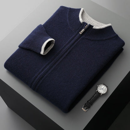 UrbanStoff | Herren Halbrollkragen Strickjacke mit Reißverschluss