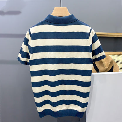 UrbanStoff | Gestreiftes Eisseide-Poloshirt