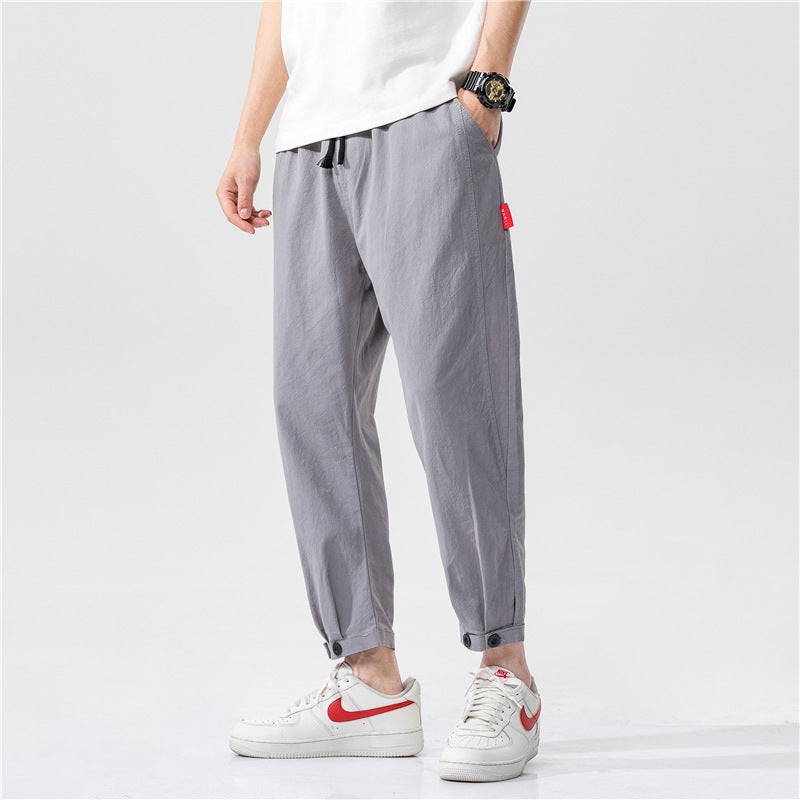 Baumwoll-Leinen-Cropped-Hose