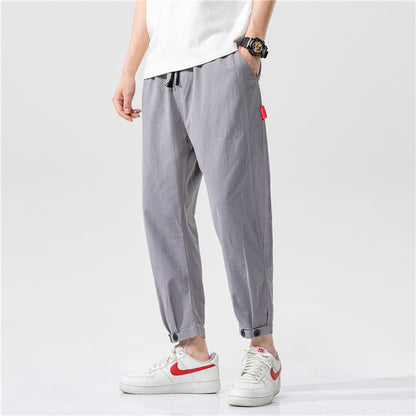 Baumwoll-Leinen-Cropped-Hose