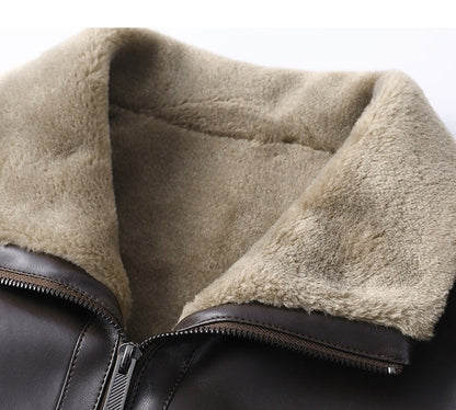 UrbanStoff | Gefütterter Ledermantel mit Fellkragen