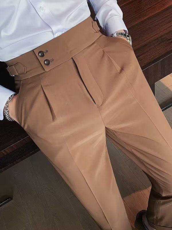 UrbanStoff | Herren Retro High-Waist Gerade Hose