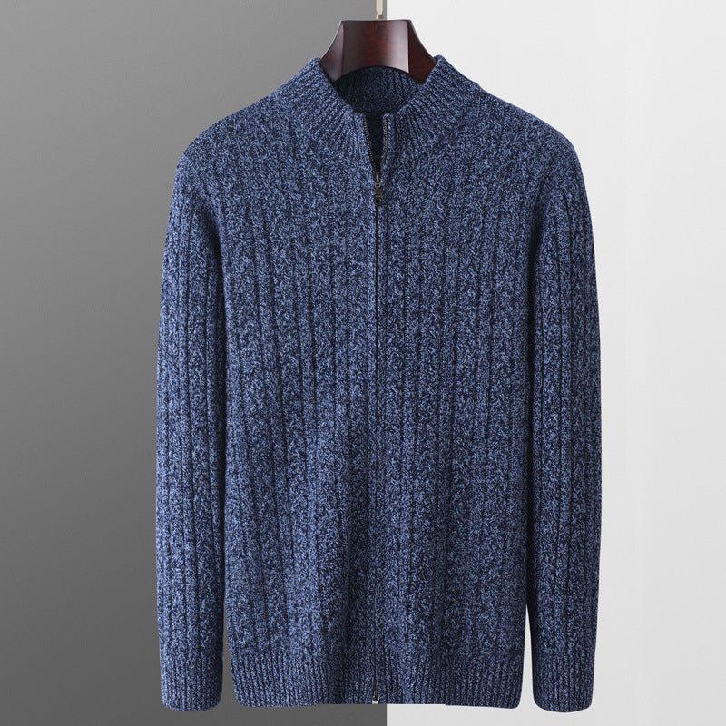 Wollpullover mit Reißverschluss – Stehkragen