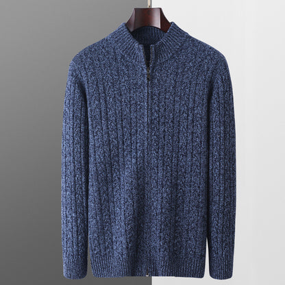 Wollpullover mit Reißverschluss – Stehkragen