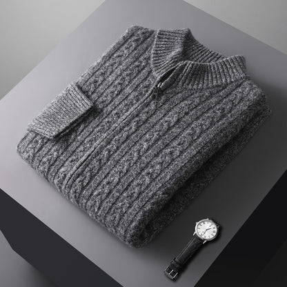 Wollpullover mit Reißverschluss – Stehkragen