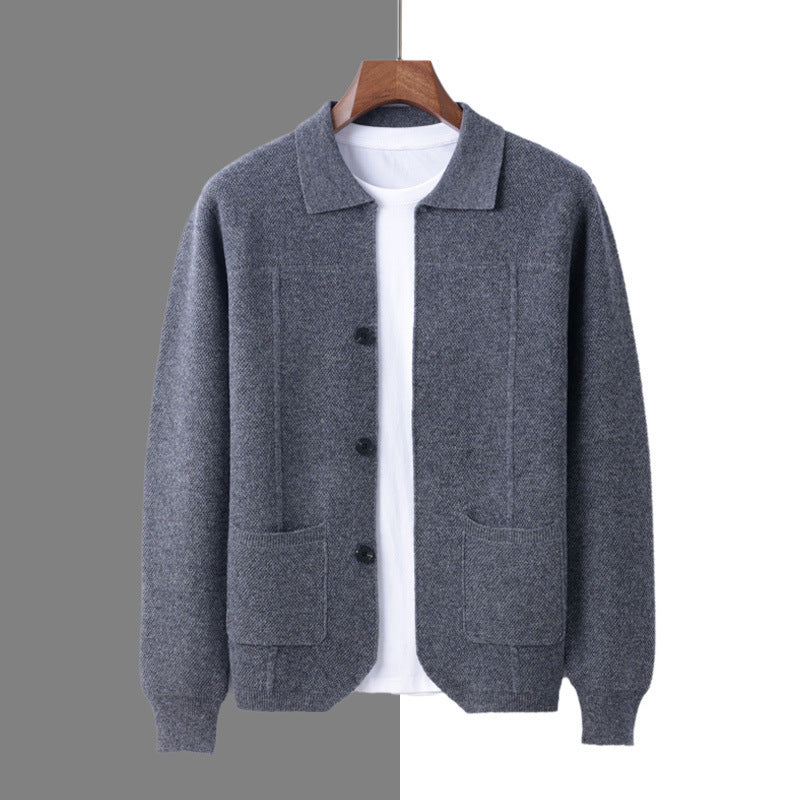 Herren Strickjacke mit Reverskragen und Taschen