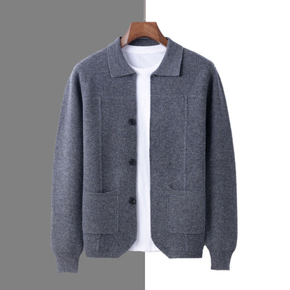 Herren Strickjacke mit Reverskragen und Taschen
