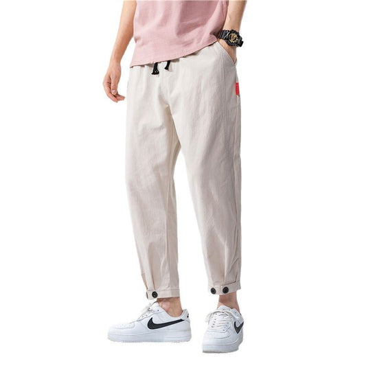 Baumwoll-Leinen-Cropped-Hose