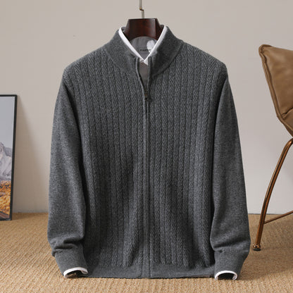 Strickjacke mit Reißverschluss und verdrehtem Strick