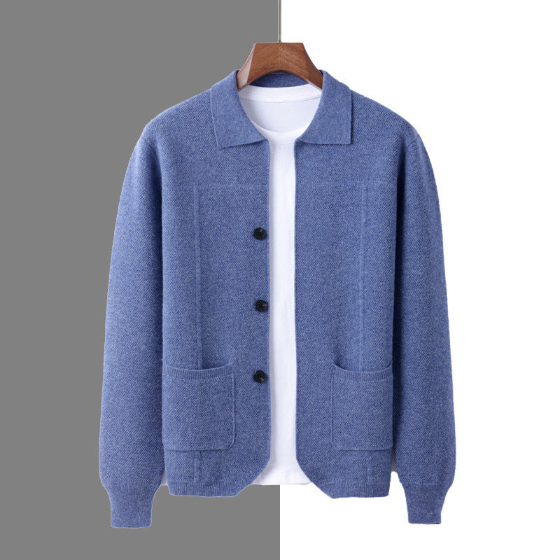 Herren Strickjacke mit Reverskragen und Taschen