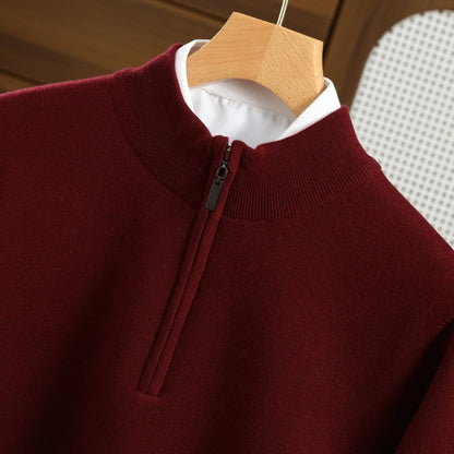 UrbanStoff | Herren Halbzip-Wollpullover aus Kammgarn