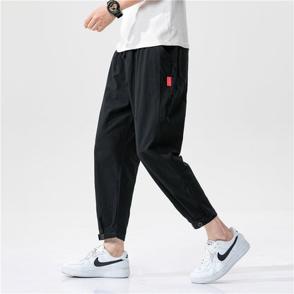 Baumwoll-Leinen-Cropped-Hose